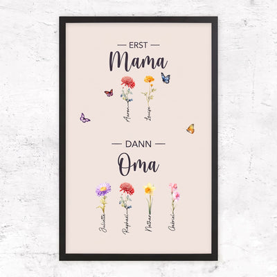 Familienblüten™ – Personalisierte Leinwand „Erst Mama, dann Oma“