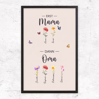 Familienblüten™ – Personalisierte Leinwand „Erst Mama, dann Oma“