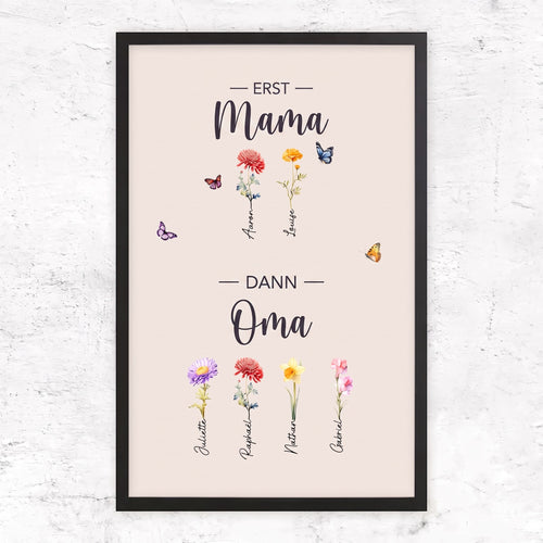 Familienblüten™ – Personalisierte Leinwand „Erst Mama, dann Oma“
