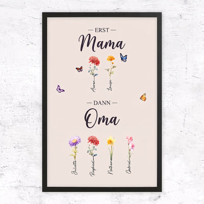 Familienblüten™ – Personalisierte Leinwand „Erst Mama, dann Oma“