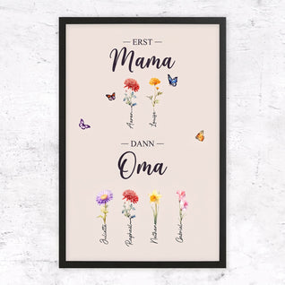 Familienblüten™ – Personalisierte Leinwand „Erst Mama, dann Oma“