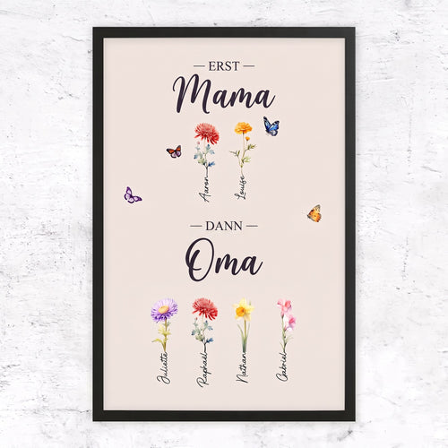 Familienblüten™ – Personalisierte Leinwand „Erst Mama, dann Oma“