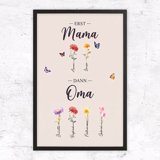 Familienblüten™ – Personalisierte Leinwand „Erst Mama, dann Oma“