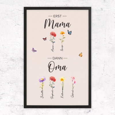Familienblüten™ – Personalisierte Leinwand „Erst Mama, dann Oma“
