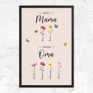 Familienblüten™ – Personalisierte Leinwand „Erst Mama, dann Oma“