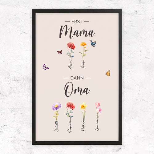 Familienblüten™ – Personalisierte Leinwand „Erst Mama, dann Oma“