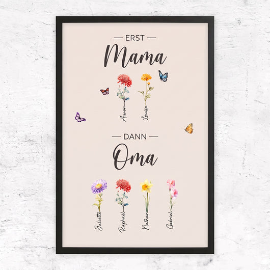 Familienblüten™ – Personalisierte Leinwand „Erst Mama, dann Oma“