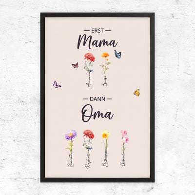 Familienblüten™ – Personalisierte Leinwand „Erst Mama, dann Oma“
