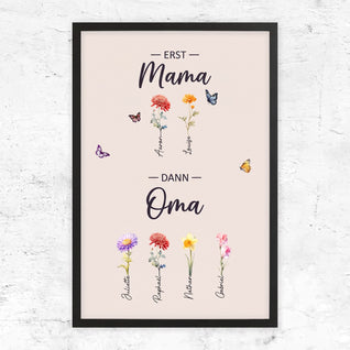 Familienblüten™ – Personalisierte Leinwand „Erst Mama, dann Oma“