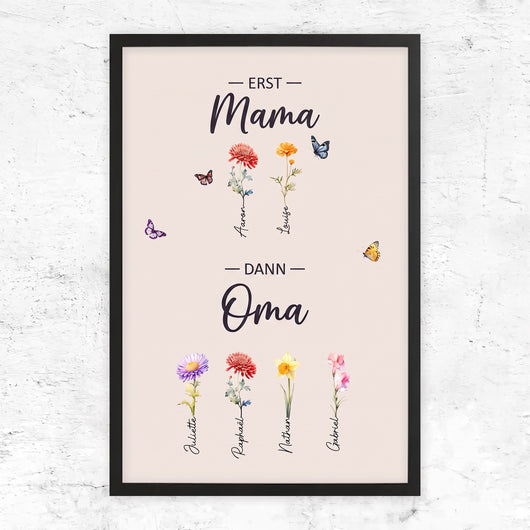 Familienblüten™ – Personalisierte Leinwand „Erst Mama, dann Oma“