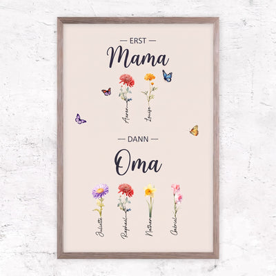 Familienblüten™ – Personalisierte Leinwand „Erst Mama, dann Oma“