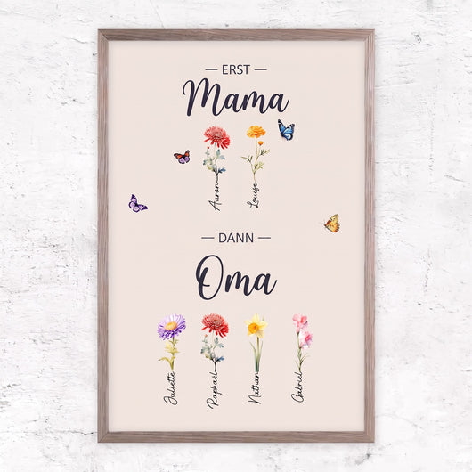 Familienblüten™ – Personalisierte Leinwand „Erst Mama, dann Oma“