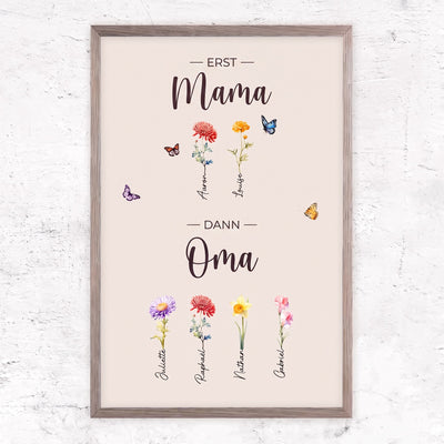 Familienblüten™ – Personalisierte Leinwand „Erst Mama, dann Oma“