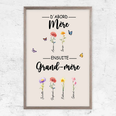 Familienblüten™ – Personalisierte Leinwand „Erst Mama, dann Oma“