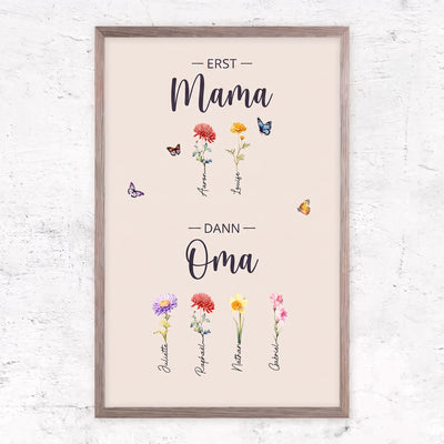 Familienblüten™ – Personalisierte Leinwand „Erst Mama, dann Oma“