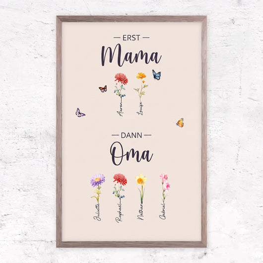 Familienblüten™ – Personalisierte Leinwand „Erst Mama, dann Oma“