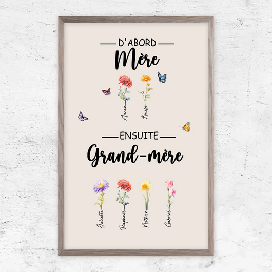 Familienblüten™ – Personalisierte Leinwand „Erst Mama, dann Oma“