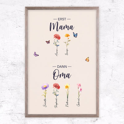 Familienblüten™ – Personalisierte Leinwand „Erst Mama, dann Oma“