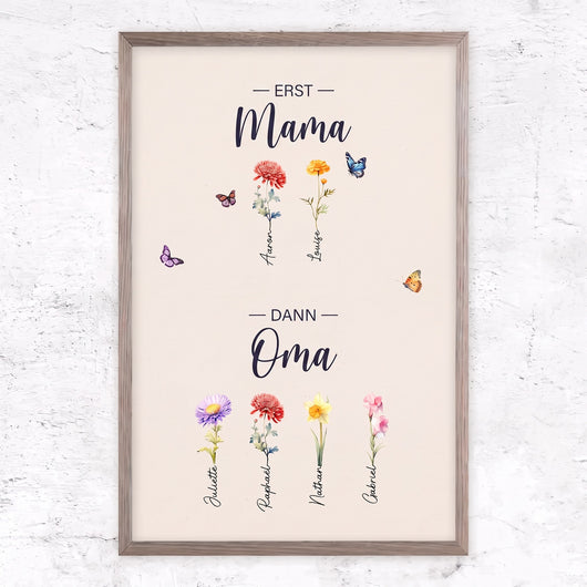 Familienblüten™ – Personalisierte Leinwand „Erst Mama, dann Oma“