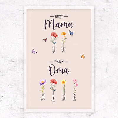 Familienblüten™ – Personalisierte Leinwand „Erst Mama, dann Oma“