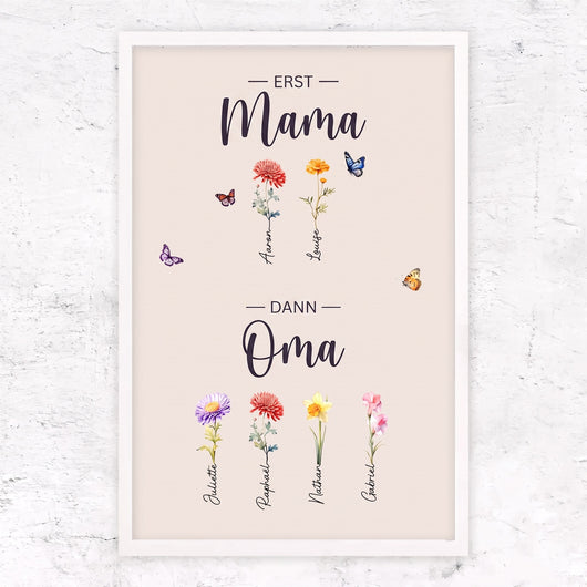 Familienblüten™ – Personalisierte Leinwand „Erst Mama, dann Oma“