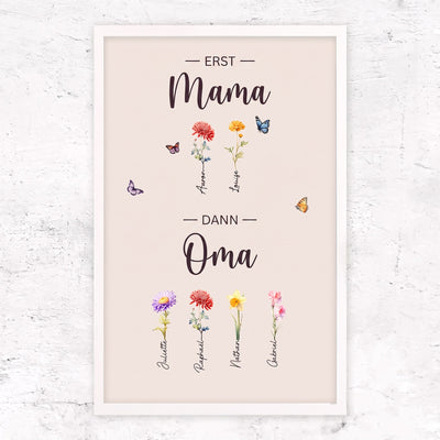 Familienblüten™ – Personalisierte Leinwand „Erst Mama, dann Oma“