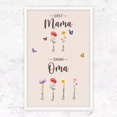 Familienblüten™ – Personalisierte Leinwand „Erst Mama, dann Oma“