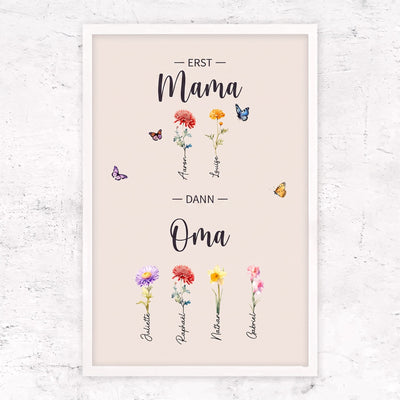 Familienblüten™ – Personalisierte Leinwand „Erst Mama, dann Oma“