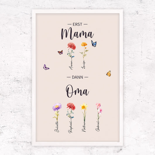 Familienblüten™ – Personalisierte Leinwand „Erst Mama, dann Oma“