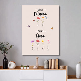 Familienblüten™ – Personalisierte Leinwand „Erst Mama, dann Oma“