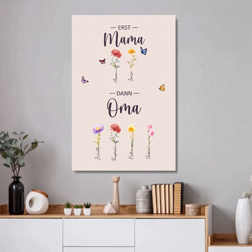Familienblüten™ – Personalisierte Leinwand „Erst Mama, dann Oma“