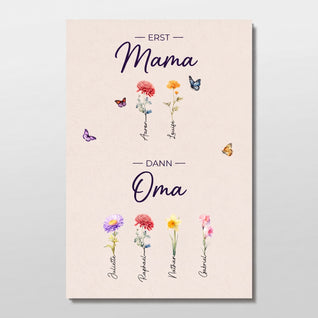 Familienblüten™ – Personalisierte Leinwand „Erst Mama, dann Oma“