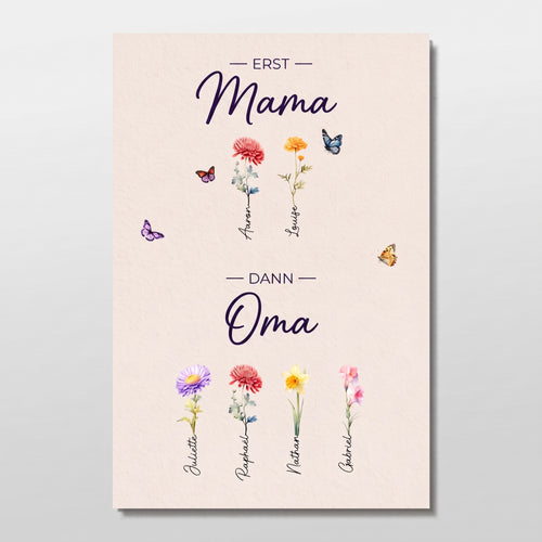 Familienblüten™ – Personalisierte Leinwand „Erst Mama, dann Oma“