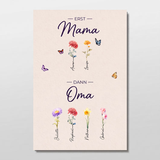 Familienblüten™ – Personalisierte Leinwand „Erst Mama, dann Oma“