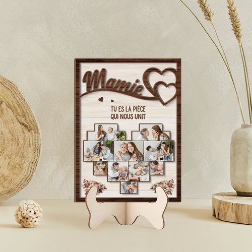 Familienherz™ – Personalisierter Fotorahmen aus Holz