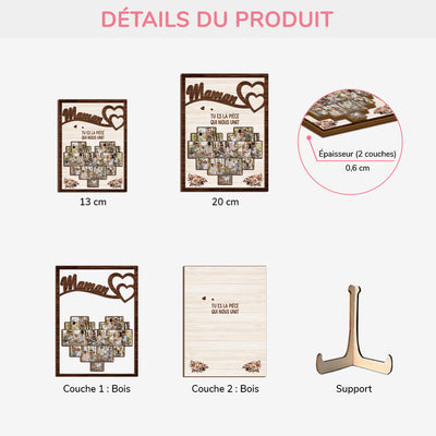 Familienherz™ – Personalisierter Fotorahmen aus Holz