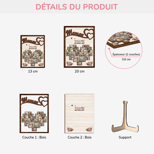 Familienherz™ – Personalisierter Fotorahmen aus Holz