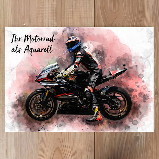 Personalisiertes Motorrad-Bild im Aquarellstil