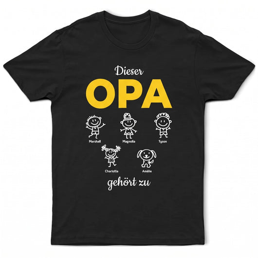 Unser Opa™ – Personalisiertes T-Shirt mit Namen der Enkelkinder