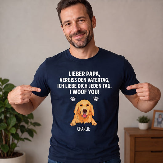 Personalisiertes T-Shirt Woof You™ mit Hund und Namen