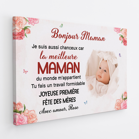 Personalisierte Leinwand „Hallo Mama“ mit Foto