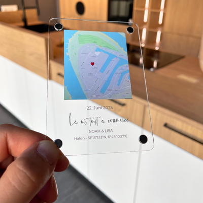 Personalisiertes Magnetschild Unsere Begegnung™ mit Karte, Namen und Datum