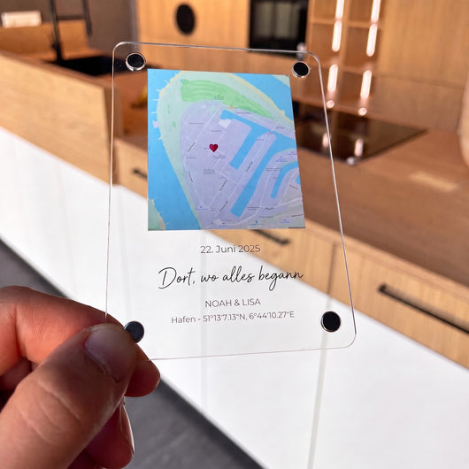 Personalisiertes Magnetschild Unsere Begegnung™ mit Karte, Namen und Datum