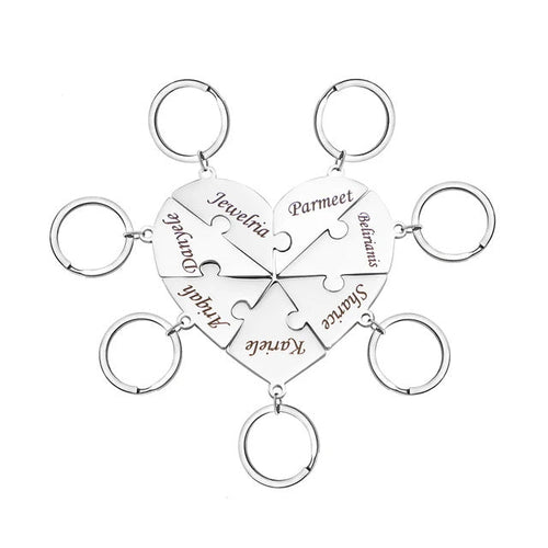 FamilyPuzzle™ – Personalisierte Herz-Puzzle-Schlüsselanhänger