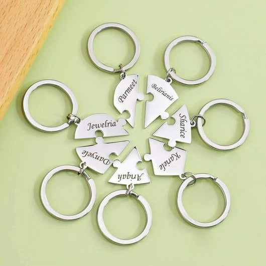 FamilyPuzzle™ – Personalisierte Herz-Puzzle-Schlüsselanhänger