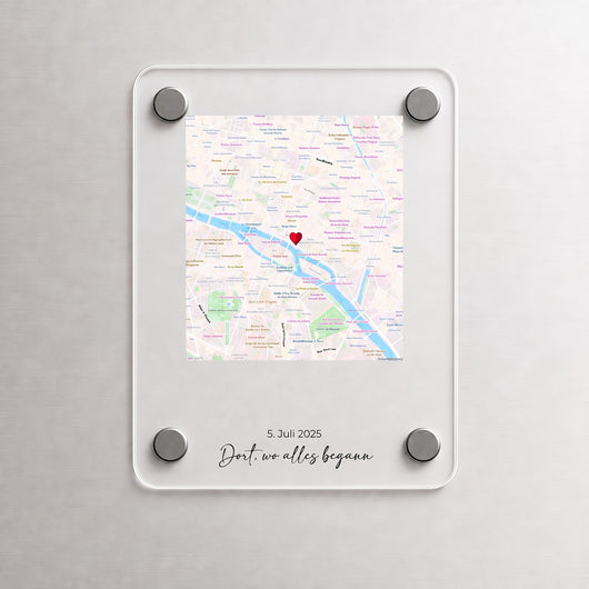 Personalisiertes Magnetschild Unsere Begegnung™ mit Karte, Namen und Datum