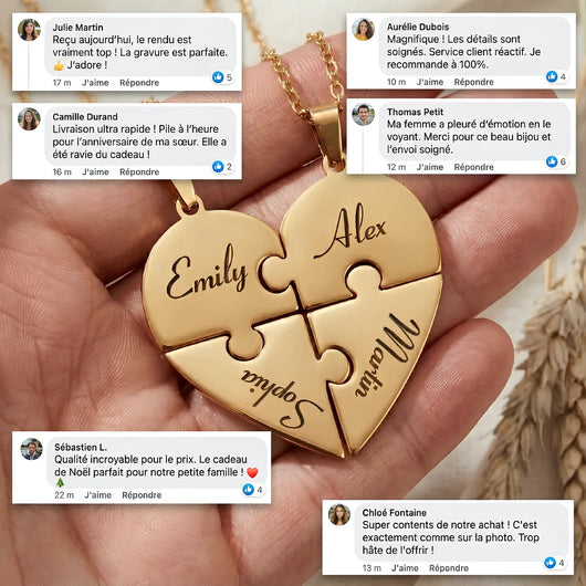 Personalisierte Puzzle-Halskette mit gravierten Namen