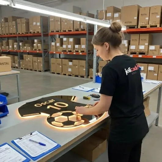 Personalisierter LED-Spiegel in Trikotform mit Name und Nummer