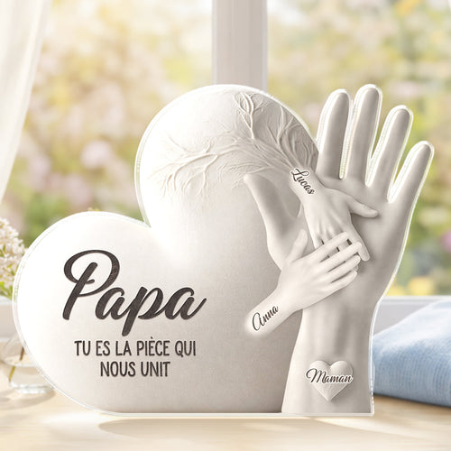 Hand in Hand™ – Personalisierter Acrylblock mit Vornamen