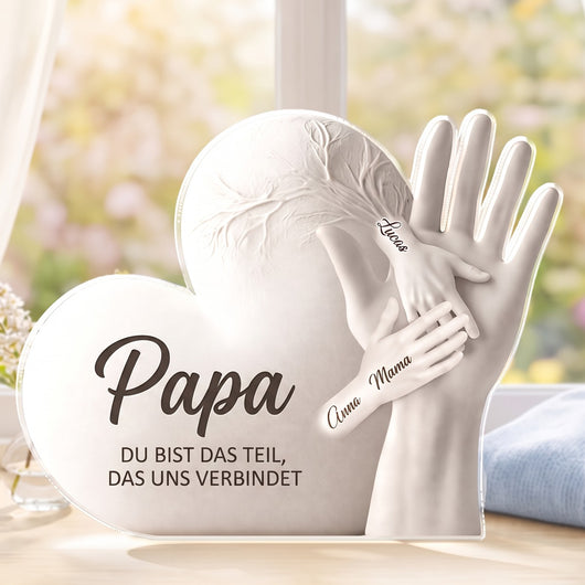 Hand in Hand™ – Personalisierter Acrylblock mit Vornamen